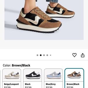 NWT Brown & Black Suede-Accent Platform Sneakers